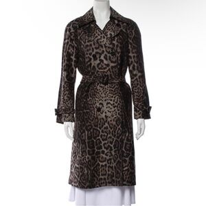 St. John cotton and silk animal leopard print Trench Coat
